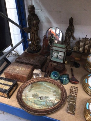 Lot 76 - Sundry items, including a Georgian silk work picture, novelty vesta cases, boxes, etc
