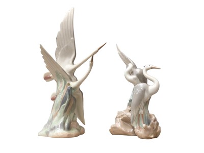 Lot 87 - Pair of Nao cranes, 28cm high