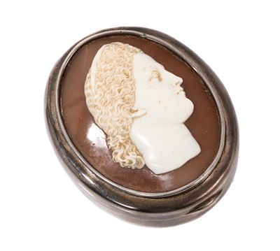 Lot 771 - Edwardian silver mounted box with carved shell cameo