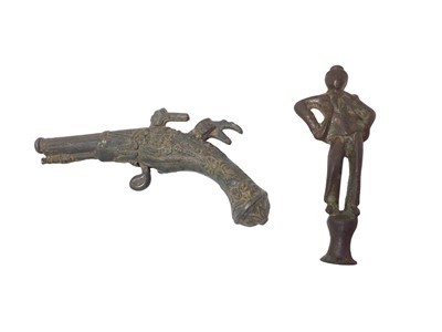 Lot 776 - 18th century petronel and an 18th century figural pipe tamper