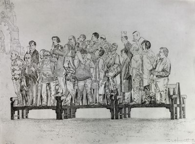Lot 178 - John Hewitt (b.1955) pencil signed and titled etching - Raft, proof aside from edition of 100