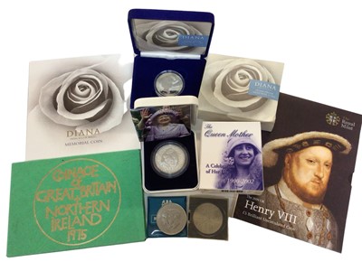 Lot 457 - G.B. - Mixed Royal Mint coinage to include silver proof Diana Memorial Five Pounds 1997