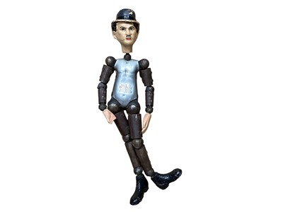 Lot 2039 - Unusual 1920s Swiss Bucherer Saba Charlie Chaplin articulated metal figure with interchangeable sailor head
