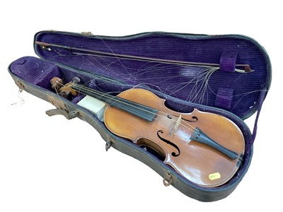 Lot 2236 - Early 20th century Violin with makers labels 'Lutherie Vosgienne, Paris',& ' Le Ciceron', in case with bow