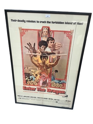 Lot 1513 - Bruce Lee's "Enter The Dragon" movie poster in glazed frame