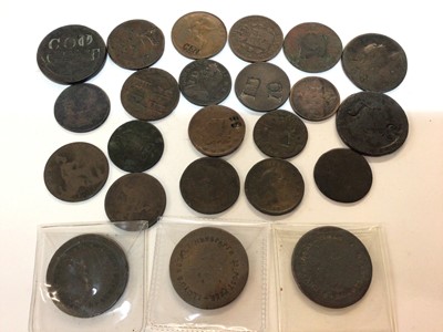 Lot 427 - G.B. - George III copper pennies engraved for advertising purposes by Lloyds Weekly Newspapers x 2, Lloyds Sunday Times x 1 & others (23 coins)