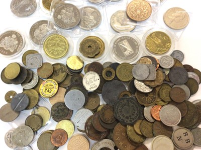 Lot 435 - World - Mixed coinage tokens & medallions to include Crowns French Consommer issues, advertising checks, tokens & other issues (Qty)