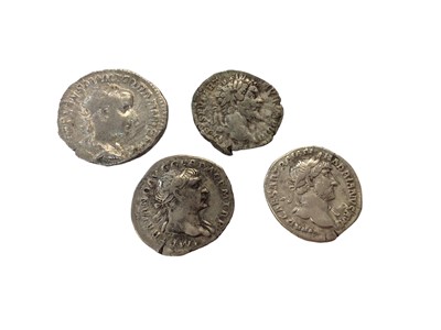 Lot 445 - Roman - Mixed silver coins to include Denorius of Hadrian, Trajan, Septimus Severus & Antoninianus of Gordian III (N.B. All generally VF or better) (4 coins)