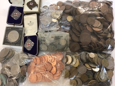 Lot 450 - World - Mixed coinage & athletics awards medalets to include G.B. Silver Crowns 1935 AEF, 1937 EF & others (Qty)
