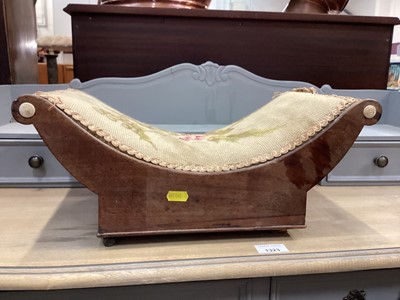 Lot 1480 - Nineteenth century mahogany footstool with embroidered top