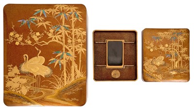 Lot 857 - A matching set of a gold lacquer ryoshibako and suzuribako, Meiji Period