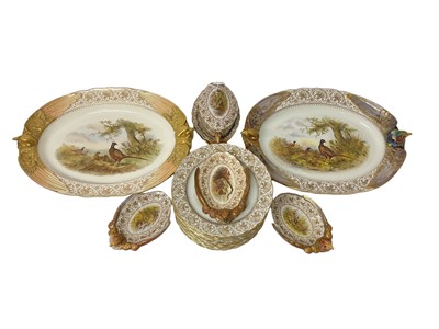 Lot 82 - Service of Vitreous Royal Worcester transfer decorated and hand finished game bird table wares