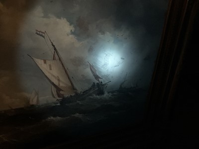 Lot 1217 - John Moore of Ipswich (1820-1902) oil on canvas - Shipping off a Pier, signed, 46cm x 66.5cm, in gilt frame