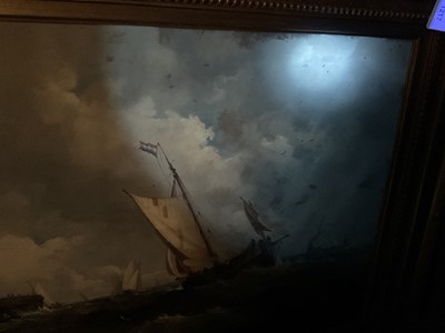 Lot 1217 - John Moore of Ipswich (1820-1902) oil on canvas - Shipping off a Pier, signed, 46cm x 66.5cm, in gilt frame