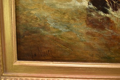 Lot 1217 - John Moore of Ipswich (1820-1902) oil on canvas - Shipping off a Pier, signed, 46cm x 66.5cm, in gilt frame