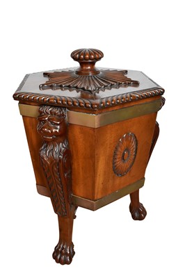 Lot 1352 - Georgian style carved mahogany hexagonal wine cooler,20th century