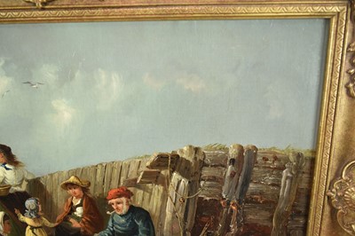 Lot 1210 - Thomas Smythe (1825-1906) oil on canvas - Family Group on a Beach, signed, 36cm x 53.5cm, in gilt frame
