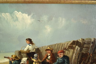 Lot 1210 - Thomas Smythe (1825-1906) oil on canvas - Family Group on a Beach, signed, 36cm x 53.5cm, in gilt frame