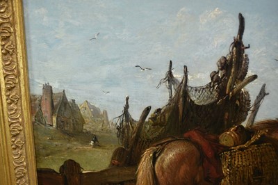 Lot 1209 - Edward Smythe (1810-1899) oil on canvas - Fisherfolk Beside the Sea, signed, 41cm x 56cm, in gilt frame