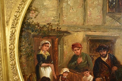 Lot 1128 - Thomas Smythe (1825-1906) pair of oils on canvas laid on panel - The Monkey Entertainer and The Punch & Judy Show, 38cm tondo, in gilt frames