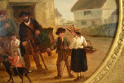 Lot 1128 - Thomas Smythe (1825-1906) pair of oils on canvas laid on panel - The Monkey Entertainer and The Punch & Judy Show, 38cm tondo, in gilt frames