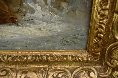 Lot 1215 - Thomas Smythe (1825-1906) oil on panel - Gathering Holly in a Snowcovered Lane, signed, 25.5cm x 38cm, in gilt frame
