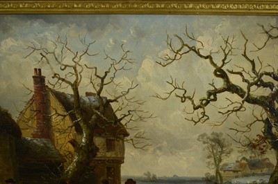 Lot 1213 - Thomas Smythe (1825-1906) oil on panel - The Snowball Fight, apparently unsigned, 30cm x 54.5cm, in gilt frame