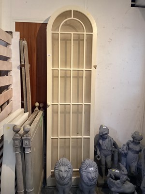 Lot 1294 - Two painted dome top cheese cupboards, 221cm high, 60cm wide and 200cm high, 30cm deep