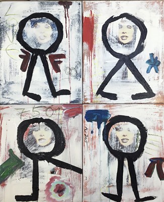Lot 74 - Andrea Crespo (American, Contemporary) mixed media in four parts - 'Feelin' Alright' 2005, signed and dated with gallery certificate.