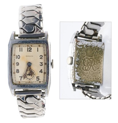 Lot 10 - H.M. King George VI, scarce 1930s Royal presentation Rolco wristwatch with Royal cypher to back of case on expanding bracelet