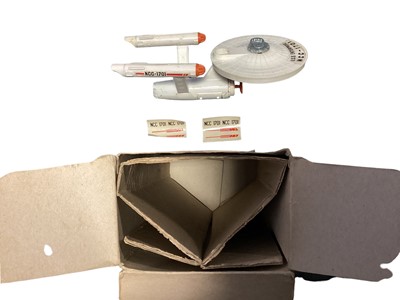 Lot 1886 - Dinky Star Trek U.S.S. Enterprise, boxed 358 (poor box), UFO Interceptor & Shado 2, Johnston Road Sweeper plus Corgi Major Carrimore Triple Deck Transporter & Mack Truck with Gloster Saro Tanker an...