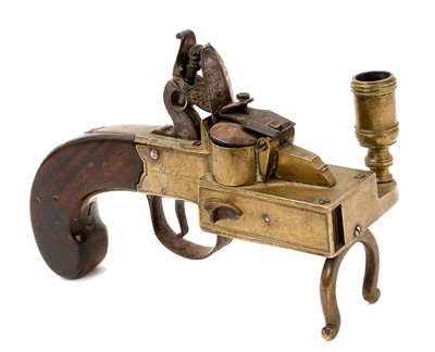 Lot 858 - Early 19th century flintlock tinder lighter signed 'P. Bond Cornhill London'