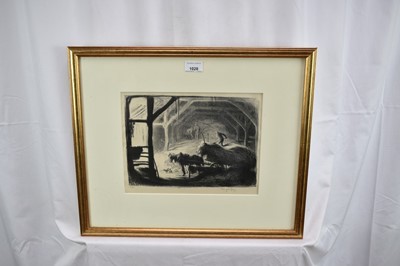 Lot 1028 - George Soper (1870-1942) signed limited edition lithograph - Unloading Hay in the Barn, 16/30, 21cm x 29cm, in glazed frame