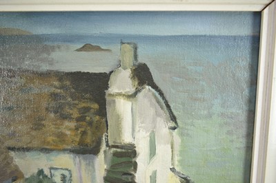 Lot 1030 - *Glyn Morgan (1926-2015) oil on canvas - House by the Sea, signed verso, 51cm x 61cm, framed
