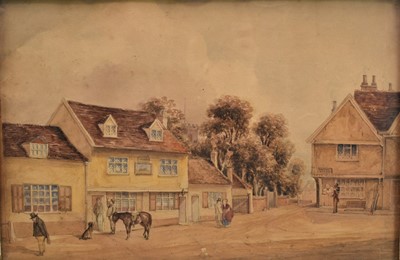 Lot 1227 - Attributed to George Frost (1754-1821) watercolour - Ipswich Street scene, 29cm x 44cm, in glazed frame