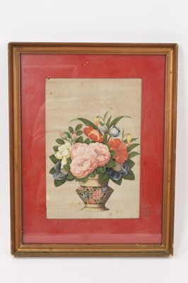 Lot 862 - Chinese painting on pith paper of a vase of flowers, glazed frame