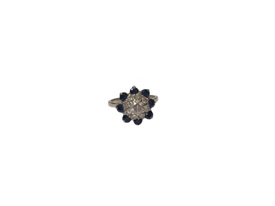 Lot 124 - Diamond and sapphire cluster ring