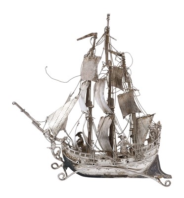 Lot 321 - 19th century Dutch silver ship model, import marks