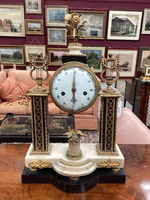 Lot 707 - Early 19th century French Louis XVI-style marble and ormolu mantel clock