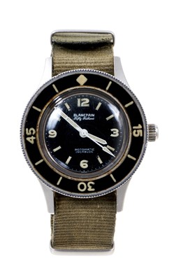 Lot 625 - Rare 1950s Blancpain Fifty Fathoms wristwatch with paperwork