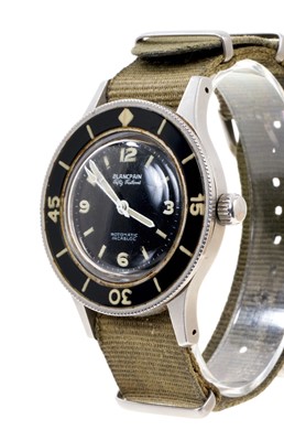 Lot 625 - Rare 1950s Blancpain Fifty Fathoms wristwatch with paperwork