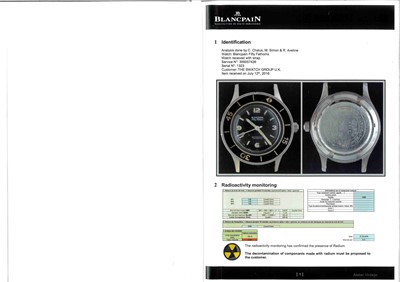 Lot 625 - Rare 1950s Blancpain Fifty Fathoms wristwatch with paperwork