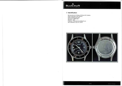 Lot 625 - Rare 1950s Blancpain Fifty Fathoms wristwatch with paperwork