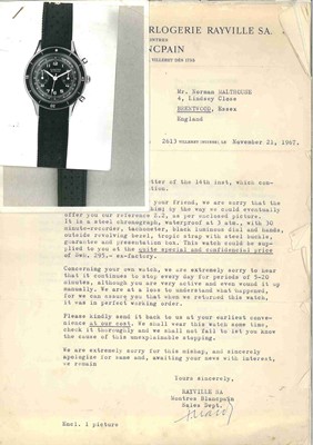 Lot 625 - Rare 1950s Blancpain Fifty Fathoms wristwatch with paperwork