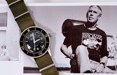Lot 625 - Rare 1950s Blancpain Fifty Fathoms wristwatch with paperwork