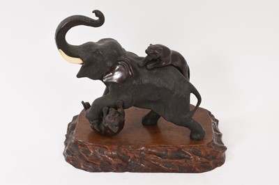 Lot 817 - Late 19th century/early 20th century Japanese bronze sculpture of an elephant