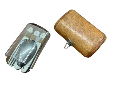 Lot 2434 - Unusual late 19th century/early 20th century picnic/travel cutlery with glass tumbler in original case