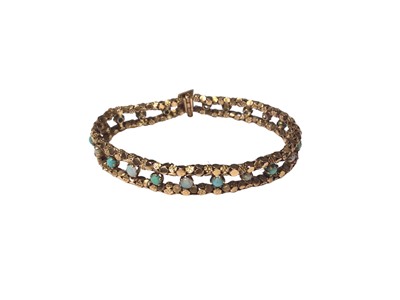 Lot 56 - 14ct gold opal and turquoise cabochon bracelet