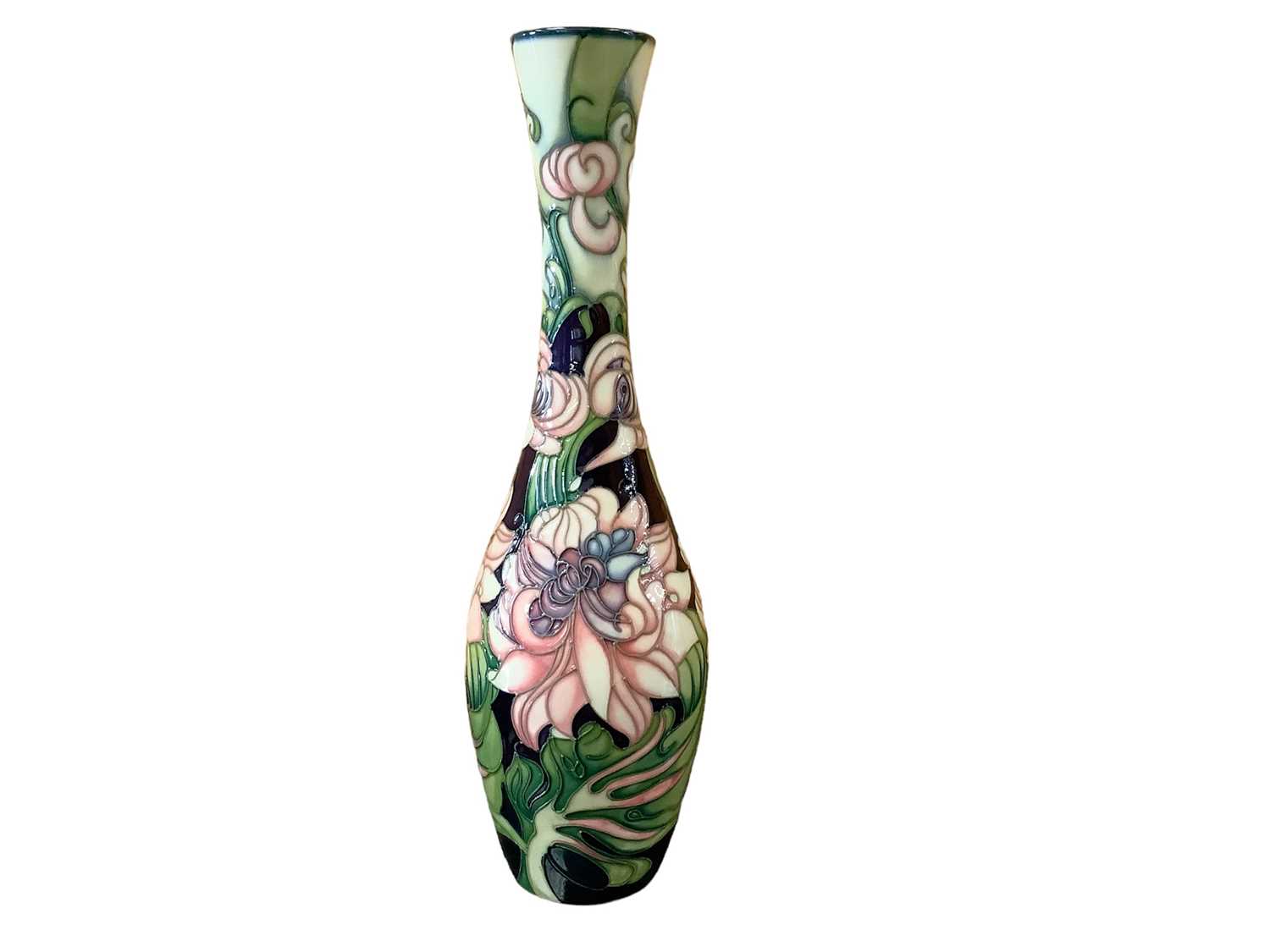 Lot 1140 - Moorcroft limited edition vase decorated with pink flowers, number 192 of 200, signed E. Bossons, dated 2005, 31cm high