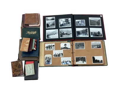 Lot 1497 - Photographs in five albums 1940s and 50s period, views, people, holidays etc.  Plus a selection of diaries, autograph ablums with verses, drawings, water colours etc. Small album of carte de visi...